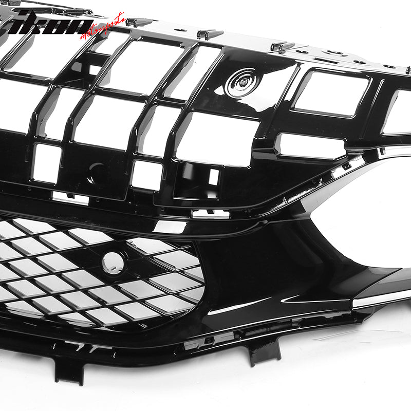 Fits 22-24 Honda Civic Base Sedan Rock Style Front Upper Grille Gloss Black ABS