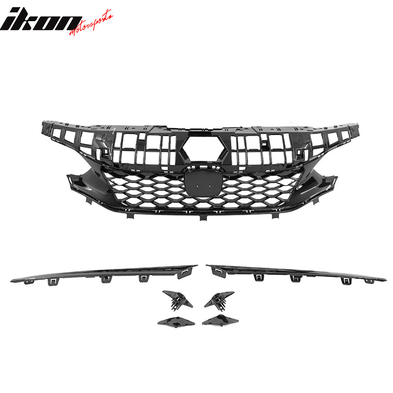 Fits 22-24 Honda Civic Si & Hatchback Type R Style Upper Grille Gloss Black ABS