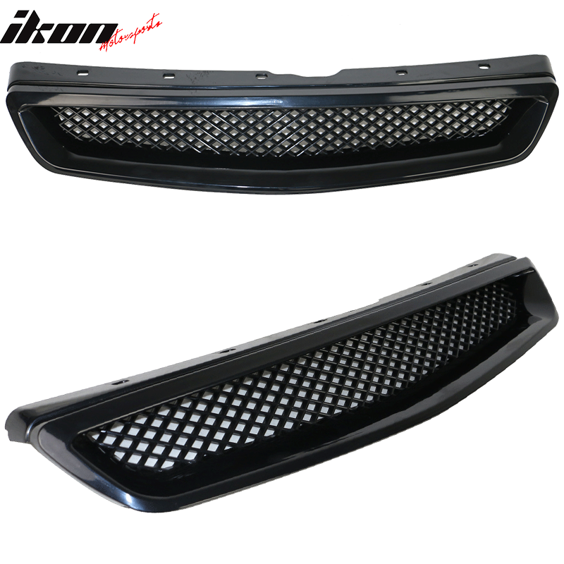 Fits 99-00 Honda Civic EK Type-R Style Front Bumper Hood Mesh Grille Grill ABS