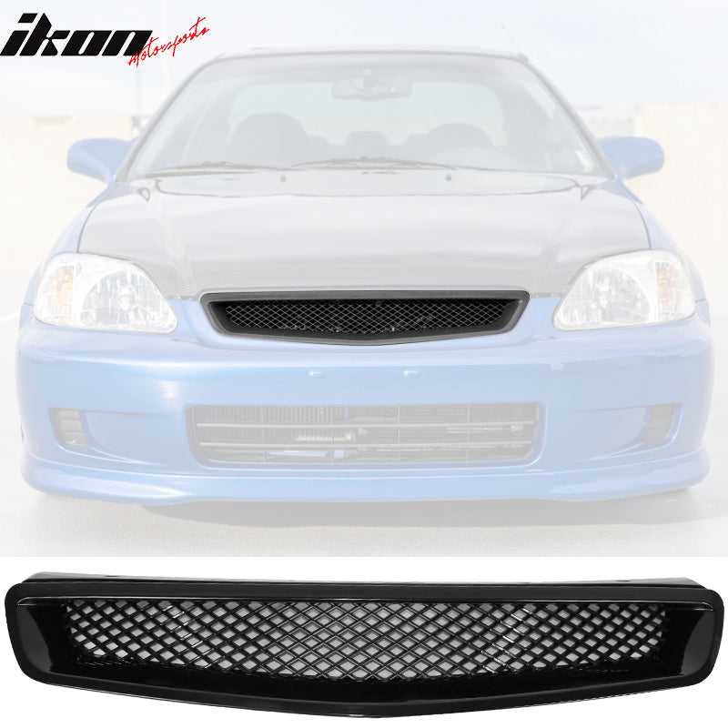 1999-2000 Honda Civic Type R Unpainted Black Front Bumper Grille ABS