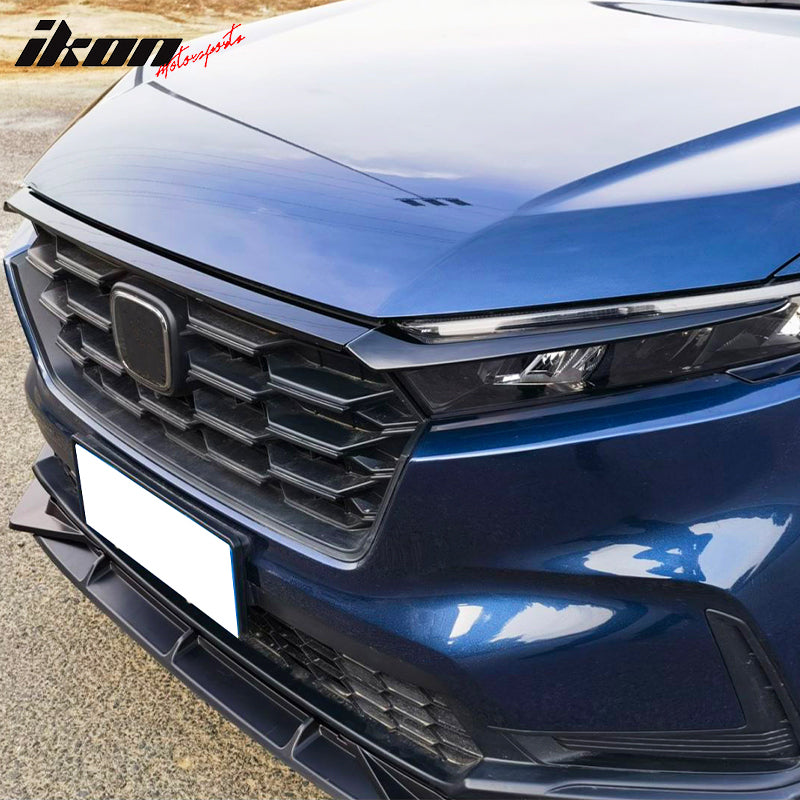 IKON MOTORSPORTS, Front Grille Trims Compatible With 2023-2025 Honda CR-V All Models, OE Style Painted Gloss Black ABS Bonnet Headlight Molding Trim 3PCS