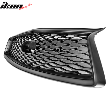 IKON MOTORSPORTS, Front Grille Compatible With 2018-2024 Infiniti Q50, ER Style Matte Black Front Bumper Mesh Hood Upper Grill Guard ABS Plastic, 2019