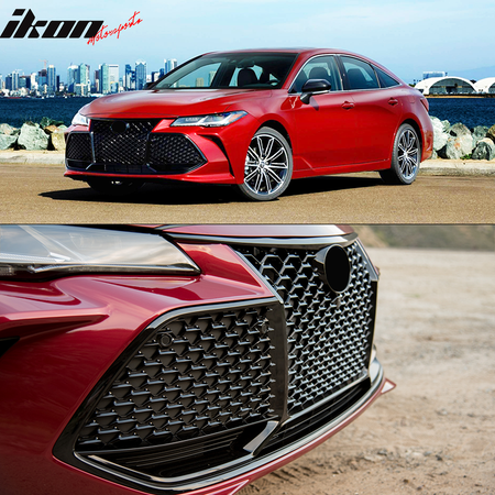 Grille Compatible With 2019-2020 Toyota Avalon, Honeycomb Mesh Grill Upper Lower Gloss Black ABS by IKON MOTORSPORTS