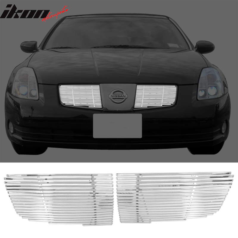 2004-2006 Nissan Maxima Chrome Front Upper Hood Replacement Grille 2PC