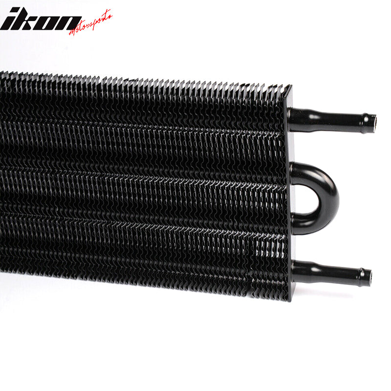 IKON MOTORSPORTS, Universal Full Aluminum Remote Transmission Oil Cooler Kit Auto/MT Radiator