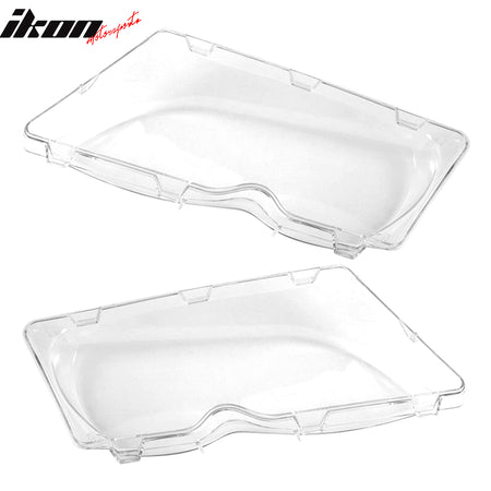 IKON MOTORSPORTS, Compatible With 2002-2005 BMW 3-Series E46 4Dr, Clear Plastic Head Lights Headlamp Lense Cover