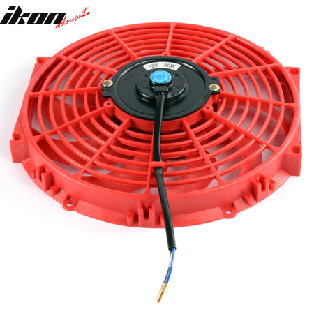 Universal 12 in Pull Push Electric Radiator Engine Cooling Fan W/ Mount Kit Red