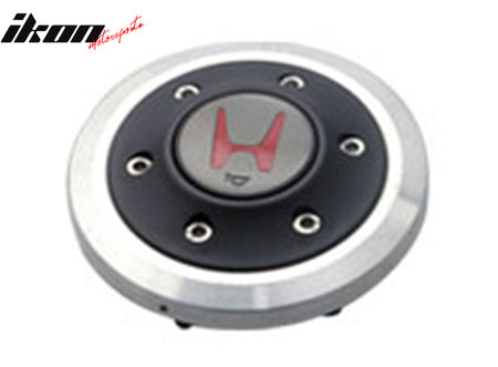 Silver/Black Steering Wheel Horn Button Red Letter H Logo For Honda