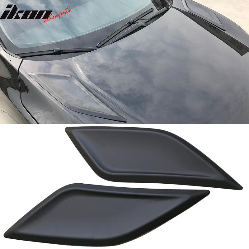 2016-2020 Honda Civic 10th Gen V1 Black Front Hood Scoop Vents ABS 2PC