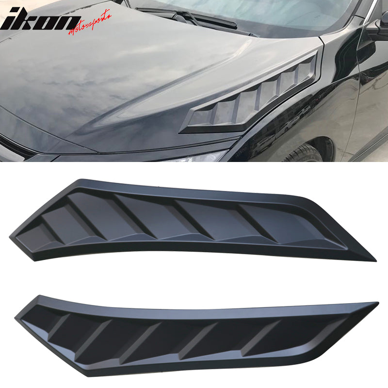 2016-2020 Honda Civic 10th Gen V2 Style Black Hood Vents ABS