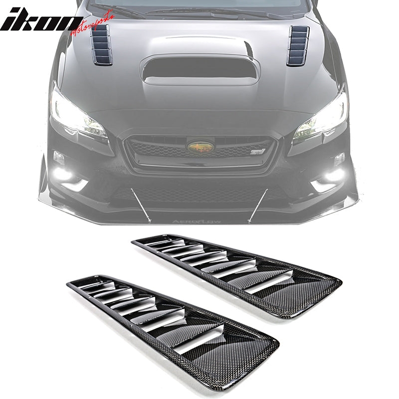 Universal Fitment Air Flow Hood Vent Scoop Bonnet Cover 2PC 20x5in CF