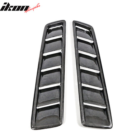 IKON MOTORSPORTS Universal Fitment Carbon Fiber Air Flow Hood Vent Scoop Bonnet Cover 2PC 20X5 Inch