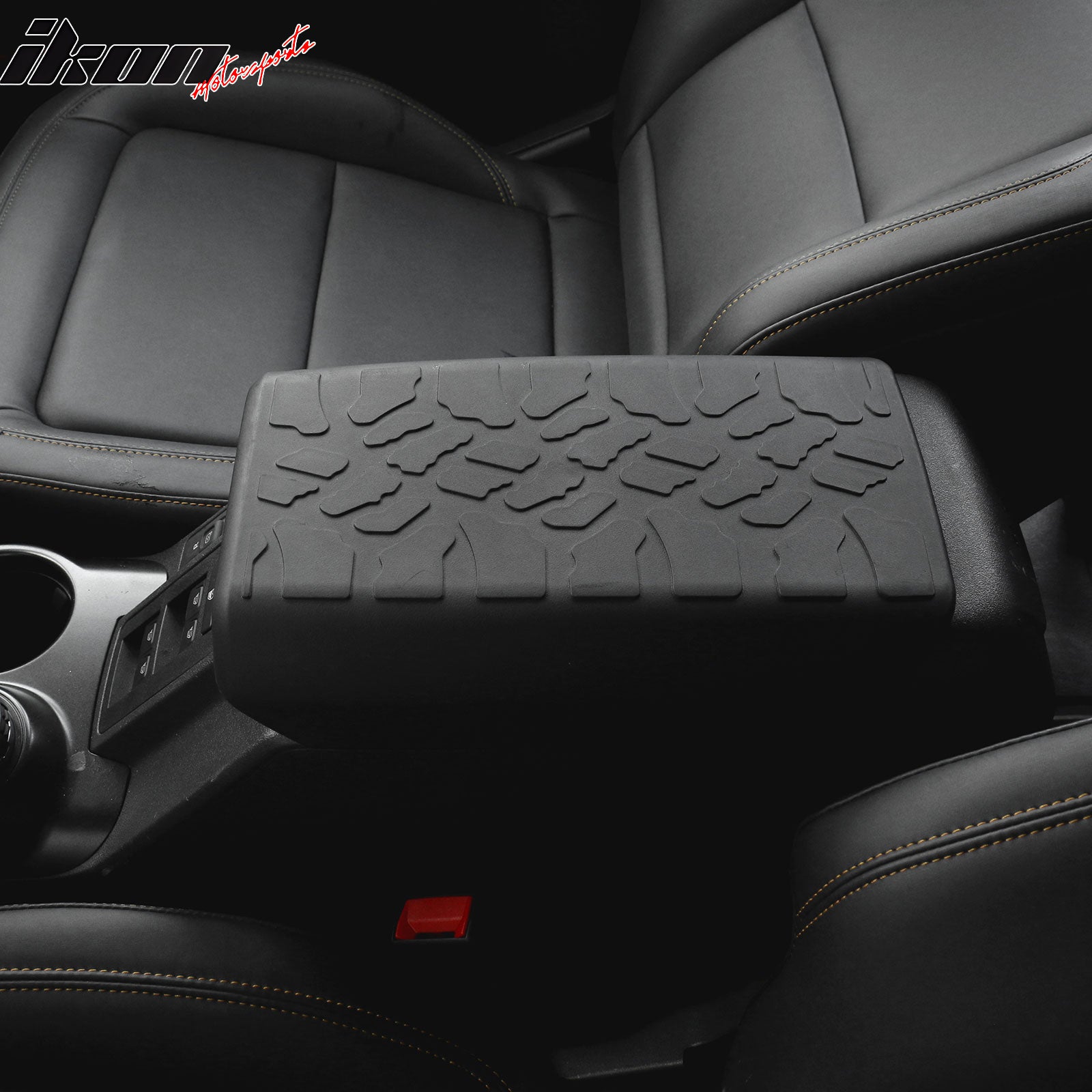 IKON MOTORSPORTS Center Console Armrest Cover Compatible with 2021-2023 Ford Bronco 2/4 Door, Black TPE Waterproof Armrest Box Pad