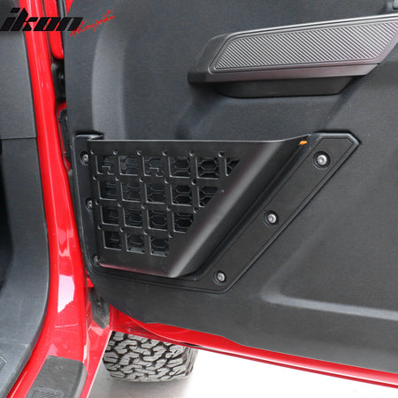 IKON MOTORSPORTS, Front Door Storage Box Compatible With 2021-2023 Ford Bronco 2/4 Door, Black ABS Plastic Interior Front Car Organizer Storage Pocket Box Accessories 2PCS