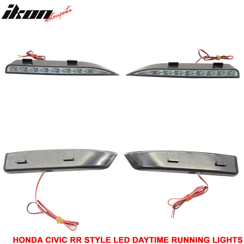 Fits 06-11 Civic Sedan Mugen RR Front Bumper & LED Daytime Running Fog Lamp DRL