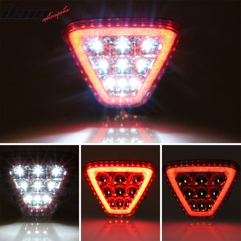 Universal Triangle Clear LED Rear Tail 3RD Brake Lights Safety Lamp