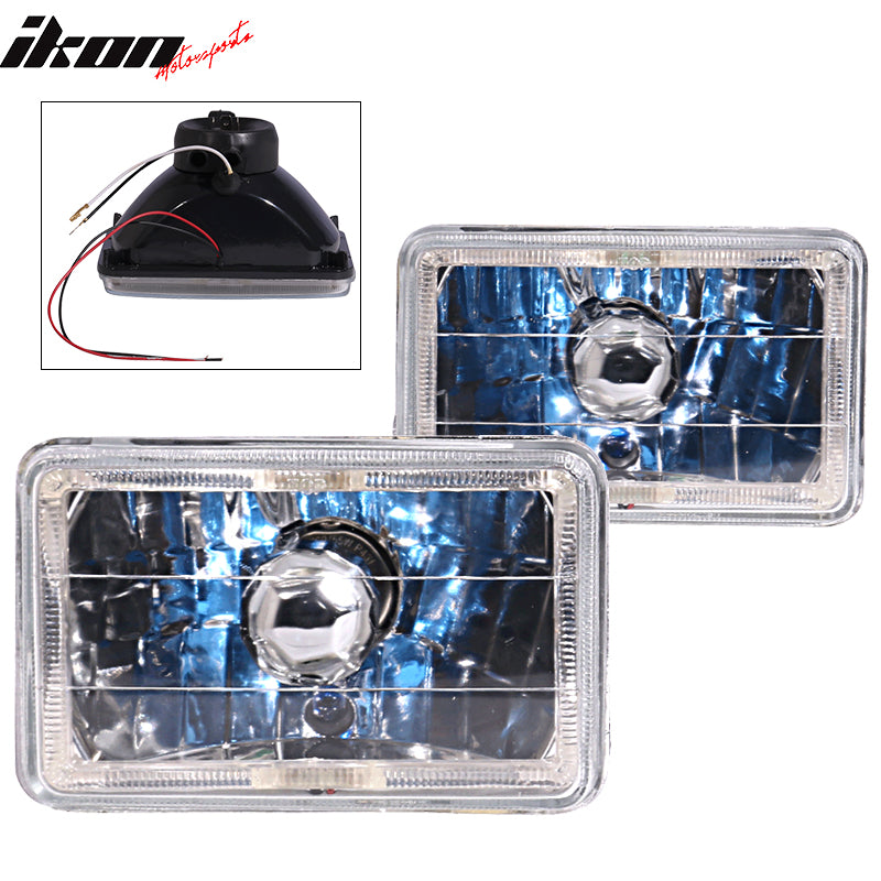 Universal 4X6 Square H4 Diamond Cut Style Clear Lens Headlight