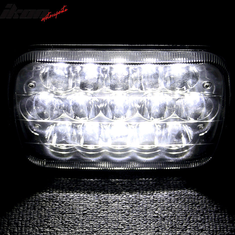 7 Inch x 6 Inch Full LED Sealed Beam Square Projector Headlight Clear Lens Pair