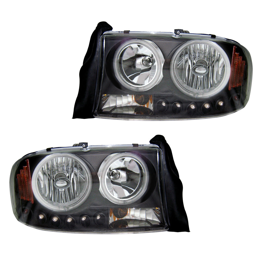 Compatible With 1998-2004 Dodge Durango Dakota CCFL Halo Headlights Black