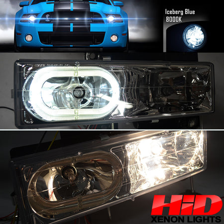 Fits 92-94 Blazer Smoked Lens Headlights Corner LED Bumper Light 8Pc 8000K HID