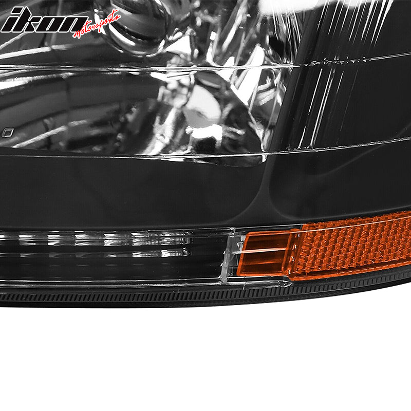 Fits 98-02 Honda Accord 2DR 4DR Headlights Head Lamps Black Driving Lamps