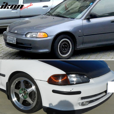 Lights Compatible With 1992-1995 Honda Civic, Amber JDM Style Black Headlights by IKON MOTORSPORTS, 1993 1994