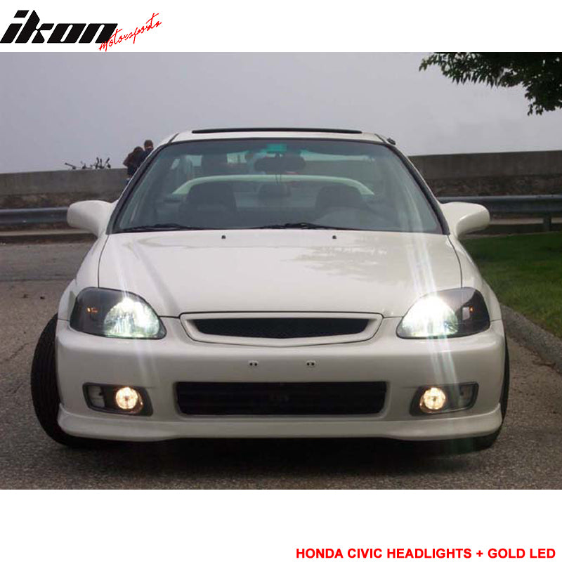 Lights Compatible With 1999-2000 Civic, JDM Black Housing Headlight Combo With CREE 25W H4 Dual Beam kit by IKON MOTORSPORTS