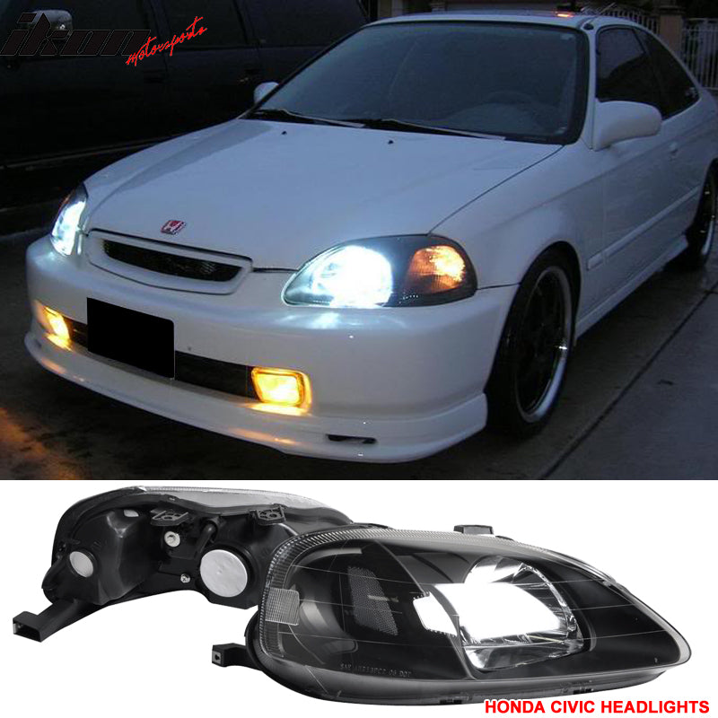 25W H4 Dual Beam LED kit w/ Fits 99-00 Civic JDM Black Housing Headlight