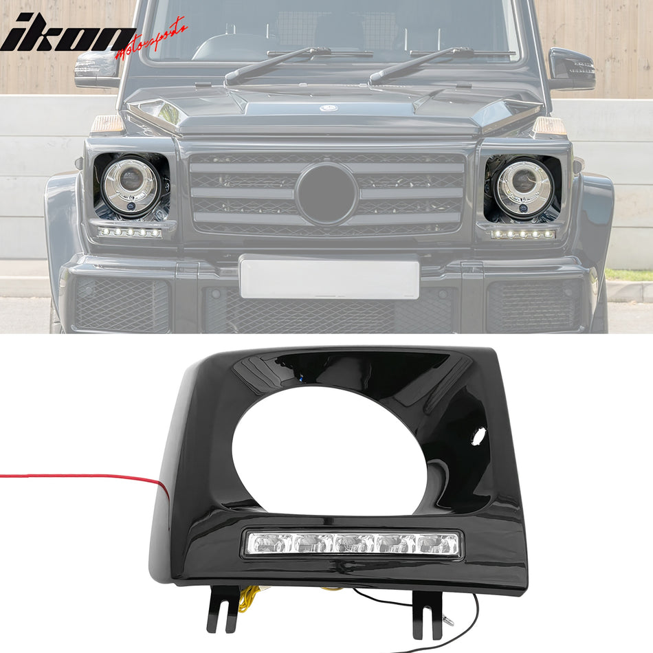 1990-2018 Benz W463 G500 G550 G55 G63 G65 Gloss Black Headlight Bezels