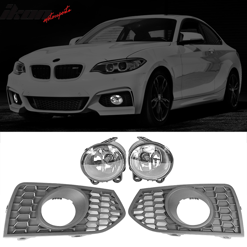 2014-2021 BMW 2-Series F22 F23 Mtech Fog Lights Bumper Lamps w/ Bezels