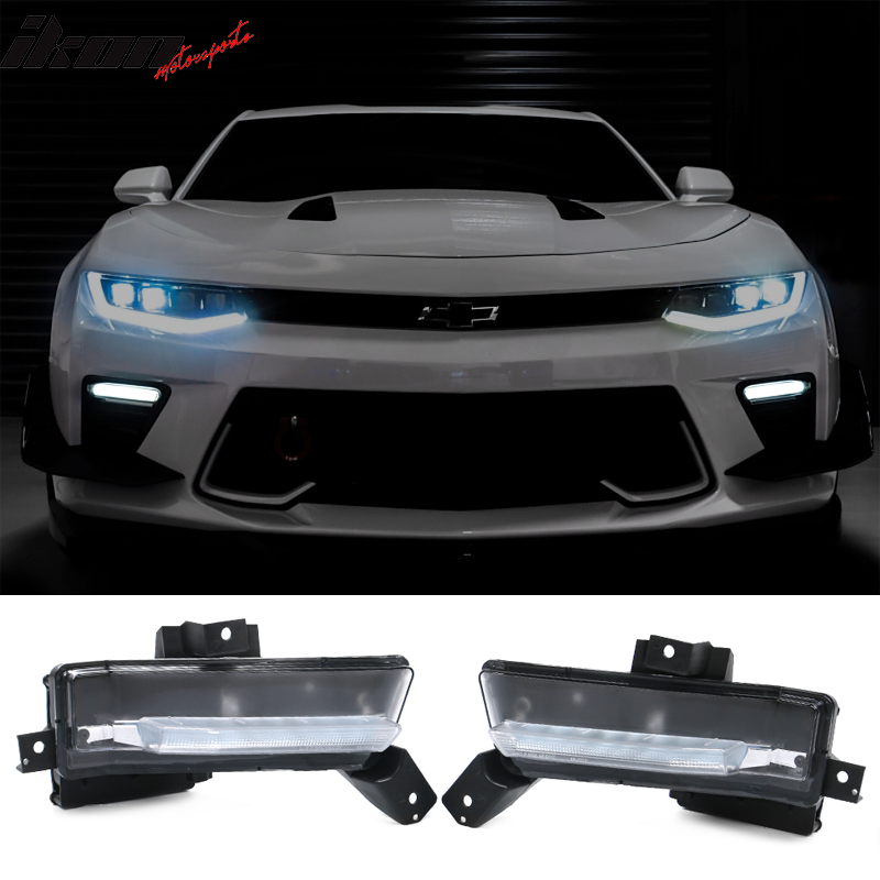 2016-2018 Chevy Camaro SS Black Housing Clear Lens Fog Lights Lamp ABS