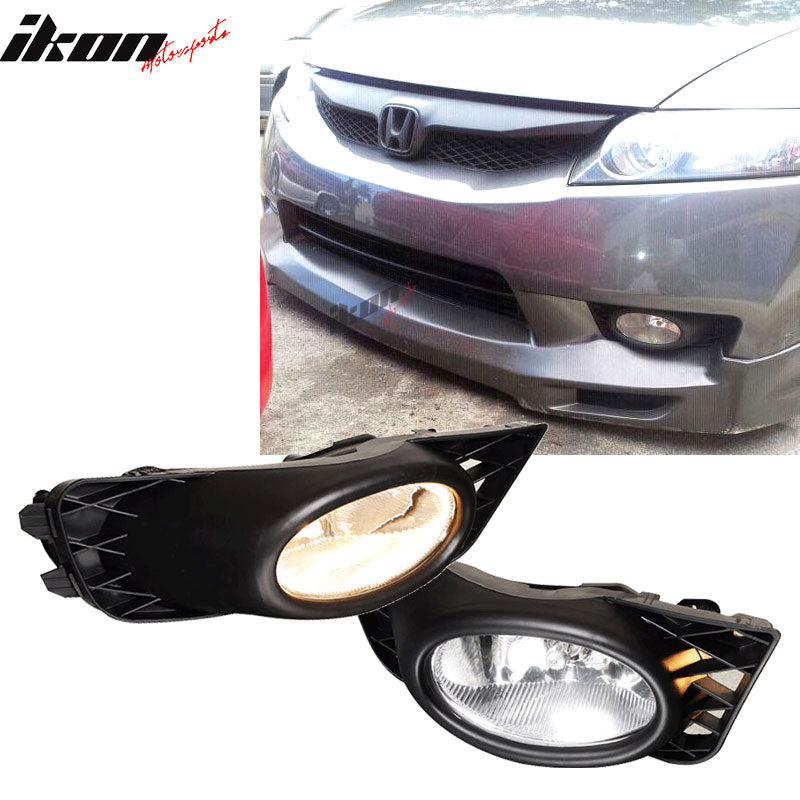 Fits 09-11 Honda Civic Sedan Clear Lens Fog Lights WithSwitch OE Pair