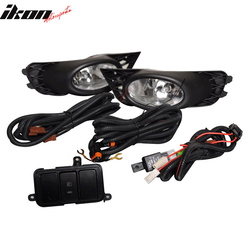 Ikon Motorsports LHF-HC094C Halogen Fog Light Assembly With Covers, Black Textured, Driver and Passenger Side