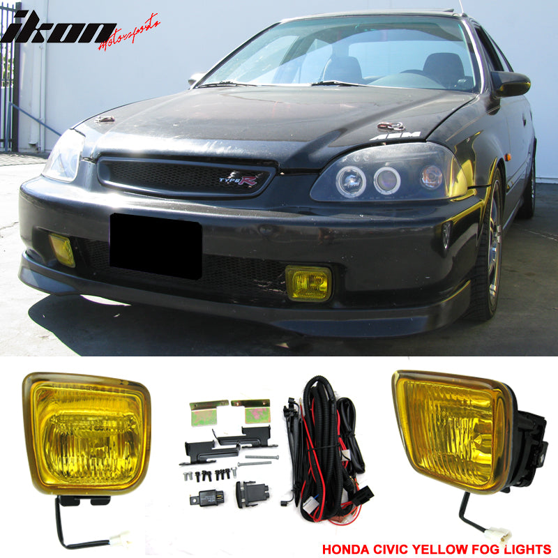 1996-1998 Honda Civic EK JDM Yellow Fog Lights Lamps