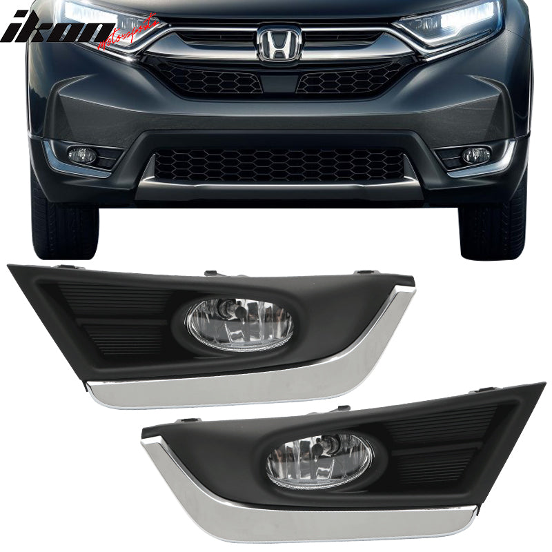 Fits 17-18 Honda CRV OE Front Foglight Kit Fog Lamp with Chrome Trim