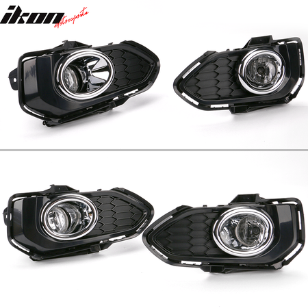 Fits 18-19 Honda Fit OE Style Black Housing Clear Lens Fog Lights Lamps Kit ABS