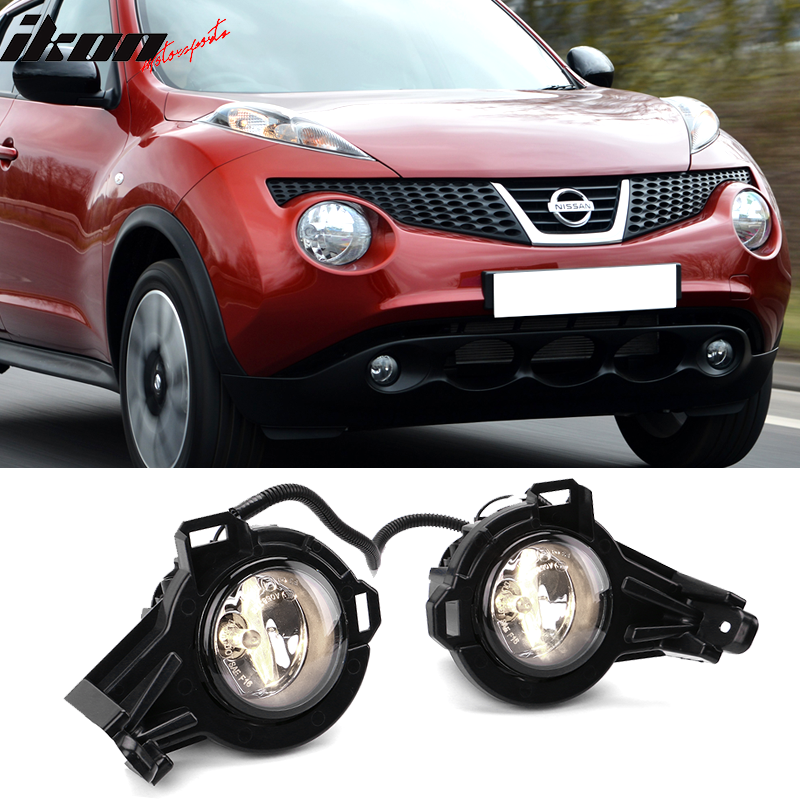 Fits 11-14 Nissan Juke Clear Glass Lens Projector Foglights Kit Black