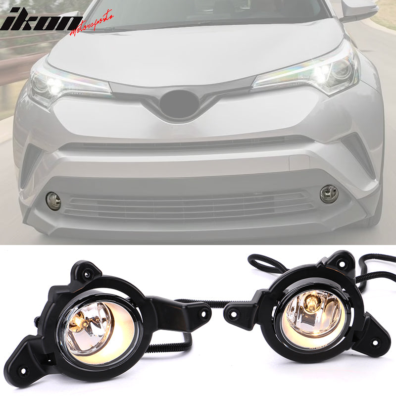 2017-2019 Toyota C-HR Black Housing Clear Lens Fog Lights Kit ABS