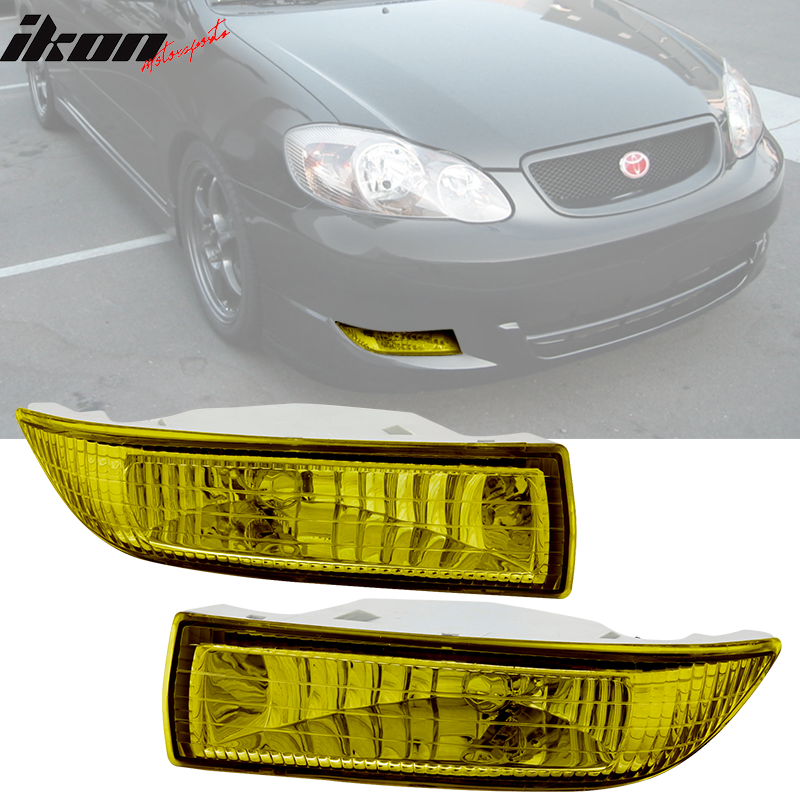 Fits 03-04 Toyota Corolla Crystal Front Bumper FogLight Lamps Yellow