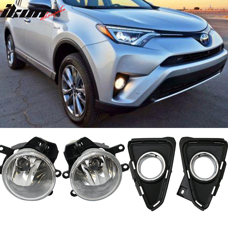 2016-2017 Toyota RAV4 Front Bumper Fog Lights Driving Lamps Clear Lens