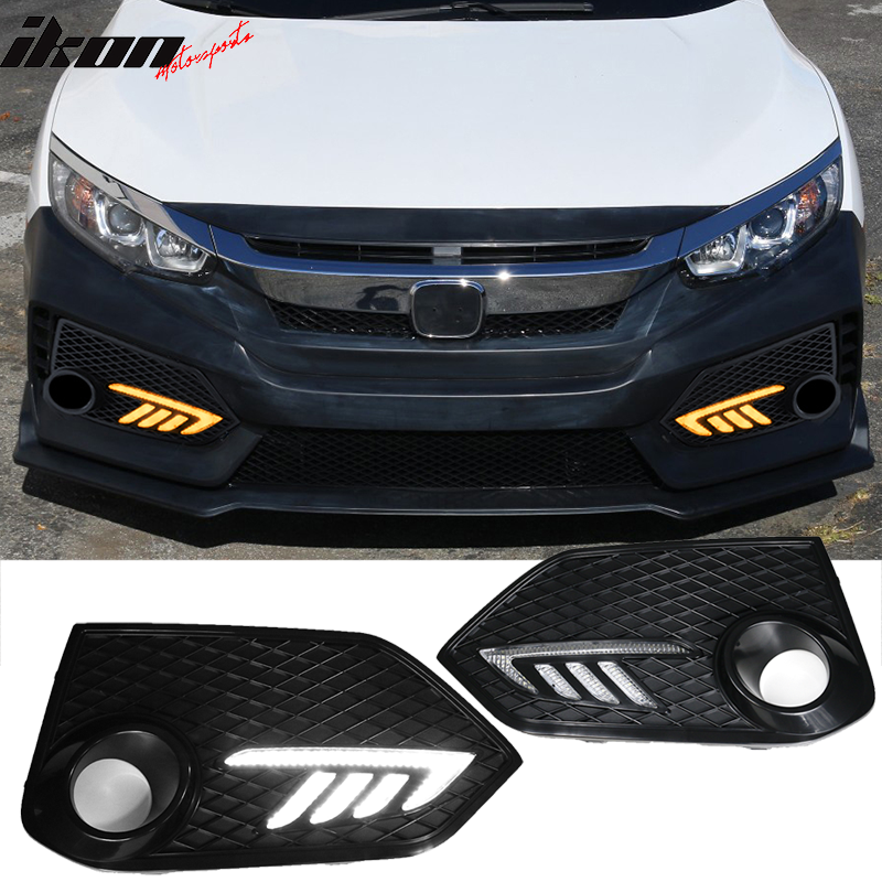 Fits 16-18 Honda Civic 10th-Gen Type-R Front Bumper PP + Grille + Foglight Cover