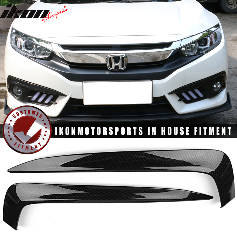 2016-2018 Honda Civic Fog Lights Cover Eye Lid Trim Carbon Fiber Print