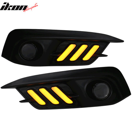 Fits 16-18 Honda Civic Coupe Sedan LED Amber & White Fog light Bezels Covers