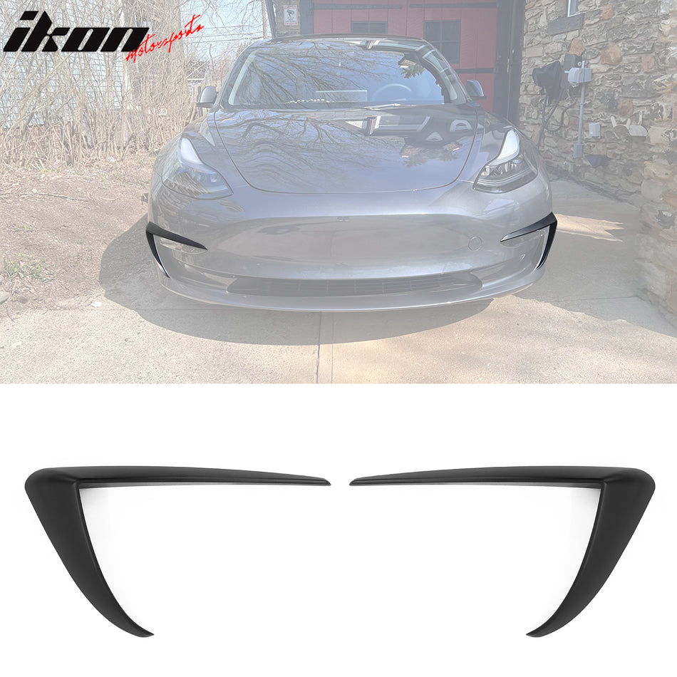 2017-2023 Tesla Model 3 Matte Black IKON Style Fog Light Trims ABS 2PC