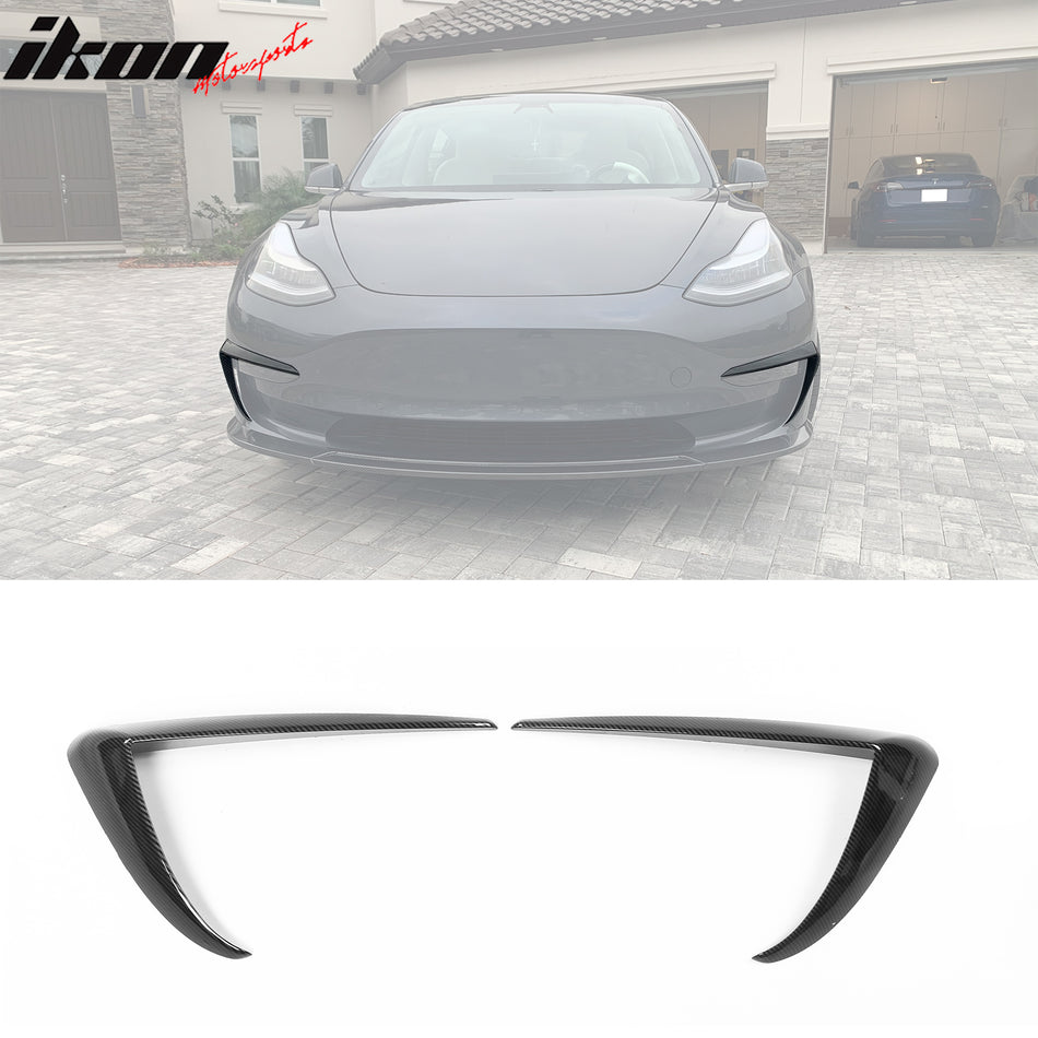 2017-2023 Tesla Model 3 Carbon Fiber Print IKON Style Fog Light Trims