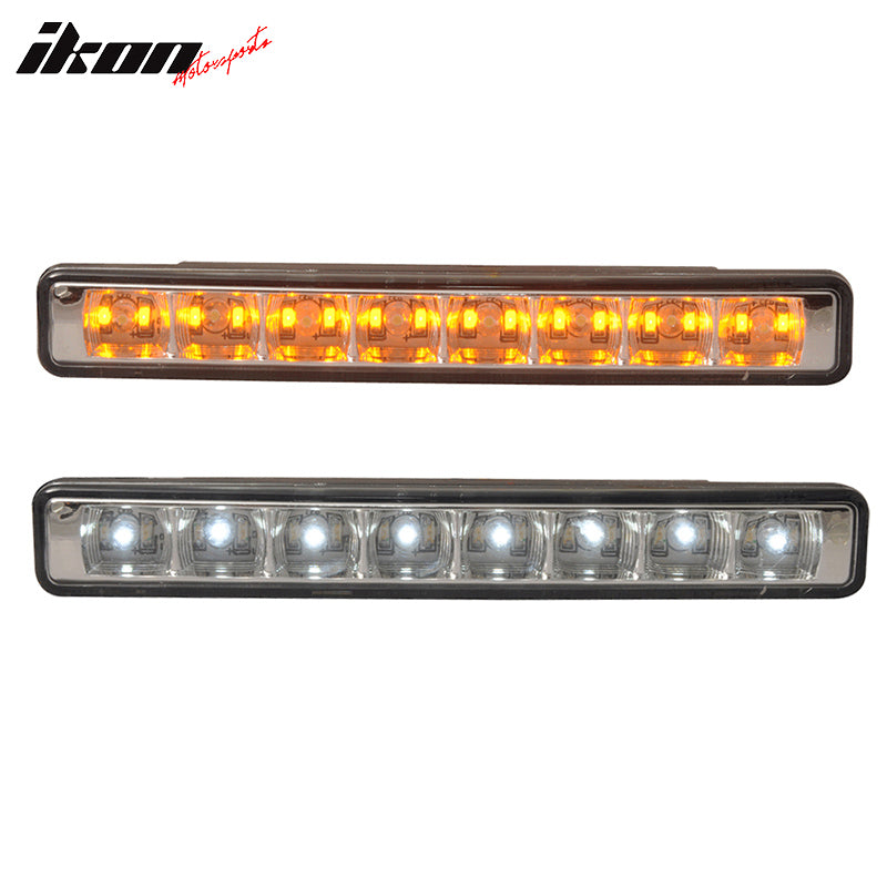 Universal DRL White Led Driving Fog Lights w/ Amber Turn Signal Pair Bar Lamps