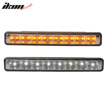 Universal DRL White Led Driving Fog Lights w/ Amber Turn Signal Pair Bar Lamps