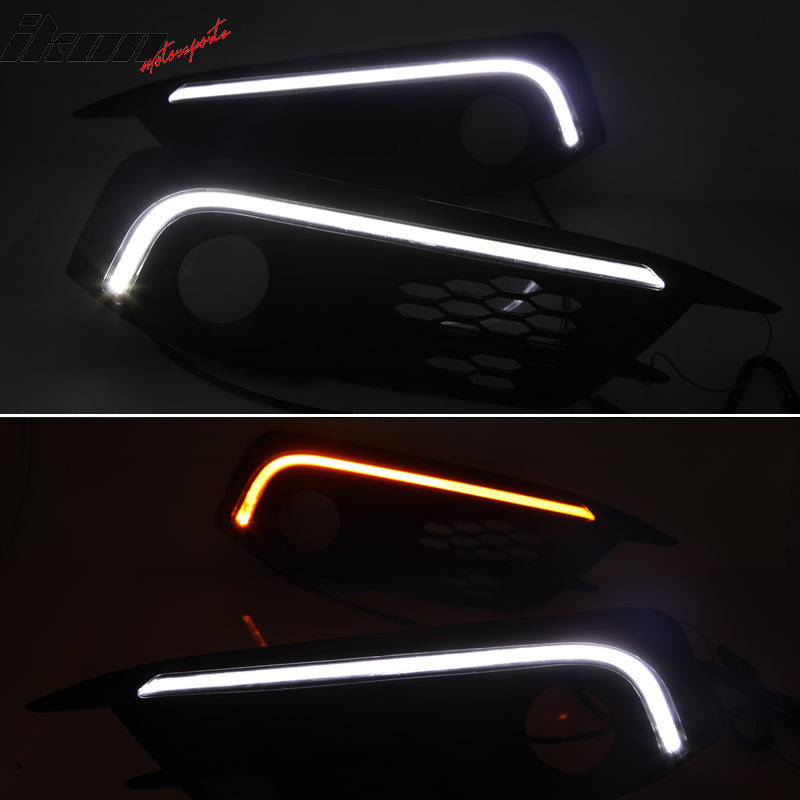 Fits 16-18 Civic Coupe Sedan LED DRL Daytime Running Lights + Fog Cover + Lamp