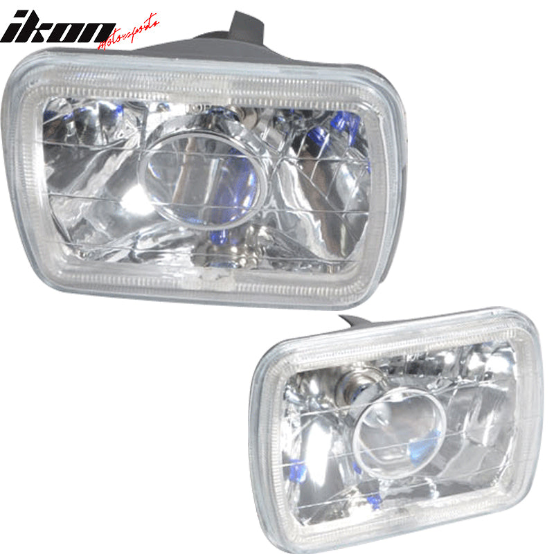 7x6in Blue Halo H4 Bulb Sealed Beam Square Headlight Headlamp