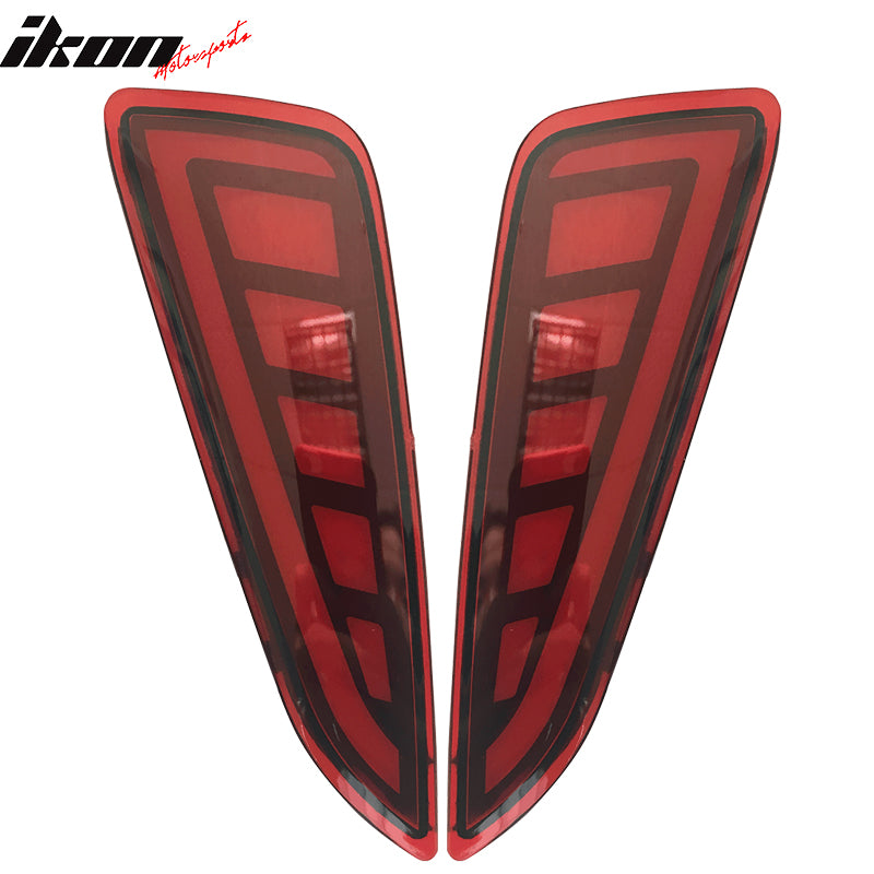 IKON MOTORSPORTS Rear Reflectors Lights, Compatible With 2018-2022 Toyota C-HR, V2 Style Red Lens Rear Bumper Side Reflectors Lights for Cars 2019 2020 2021